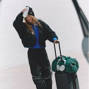 Free People Hit The Slopes Black Fleece Jacket